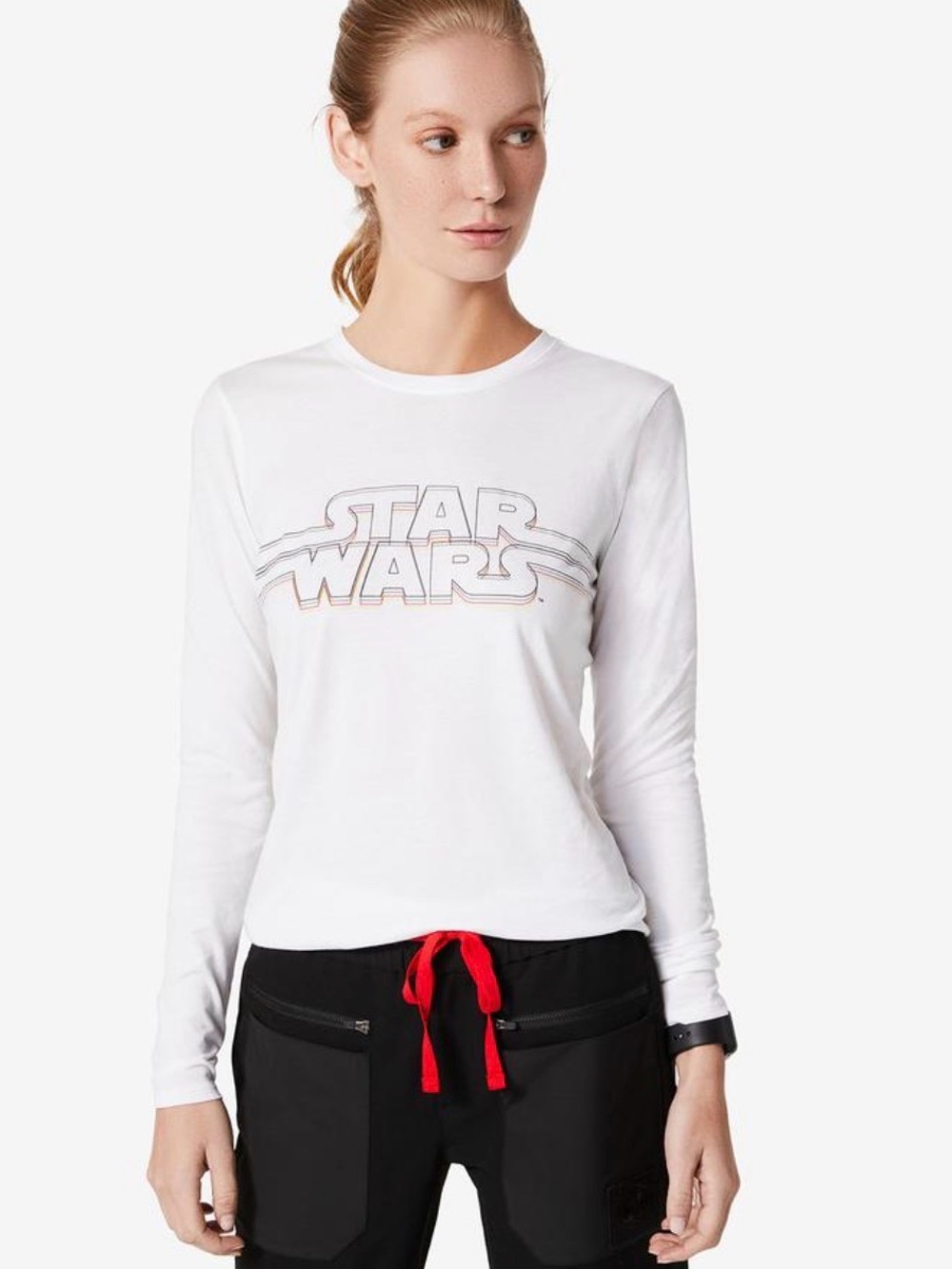 Figs × Star Wars Limited Edition Long Sleeve Underscrub in Galaxy White. Size S